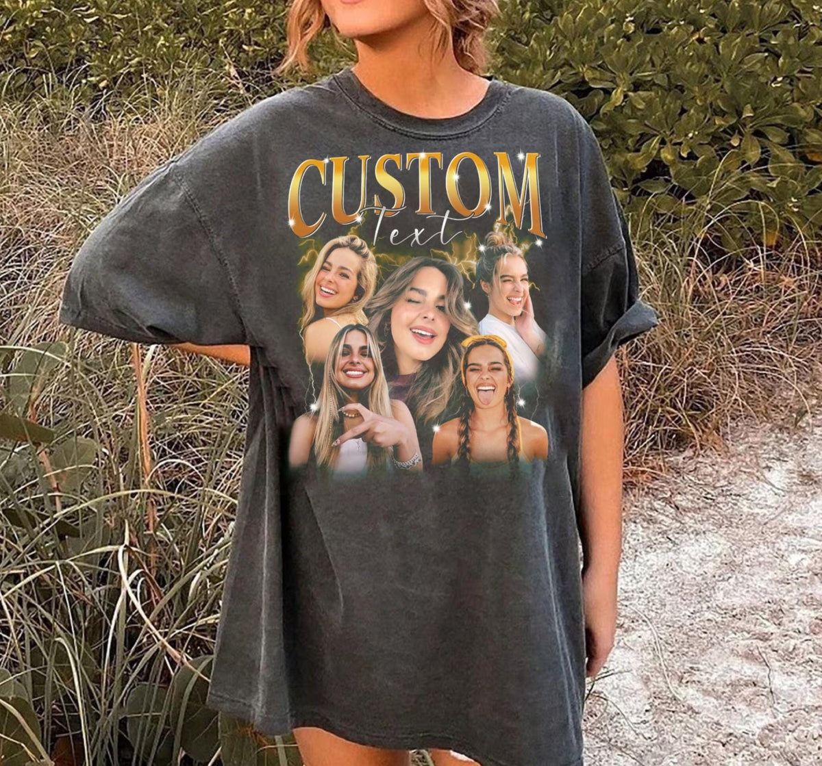 Personalized Boyfriend, Girlfriend Comfort Color Shirt, Custom Face Bootleg 90s Tee, Custom Photo Tee, Birthday Gift for Her, Christmas Gift