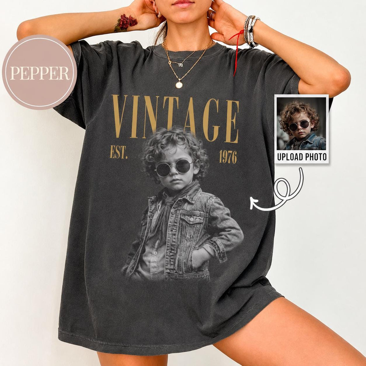 Custom Vintage Photo Birthday Comfort Colors Shirt, Retro Year Graphic Tee, 30th 40th Celebration Outfit, Birthday Gift, Custom Birthday Tee