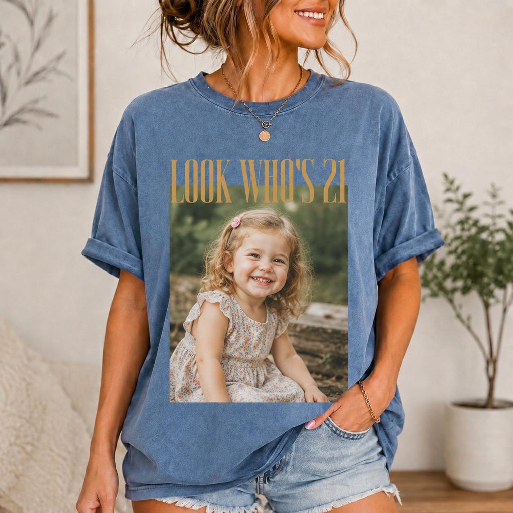 Custom Birthday Photo Shirt, Vintage Retro Birthday Tee, 21st 30th 40th 50th Birthday Gift, Personalized Picture Shirt, Milestone Shirt