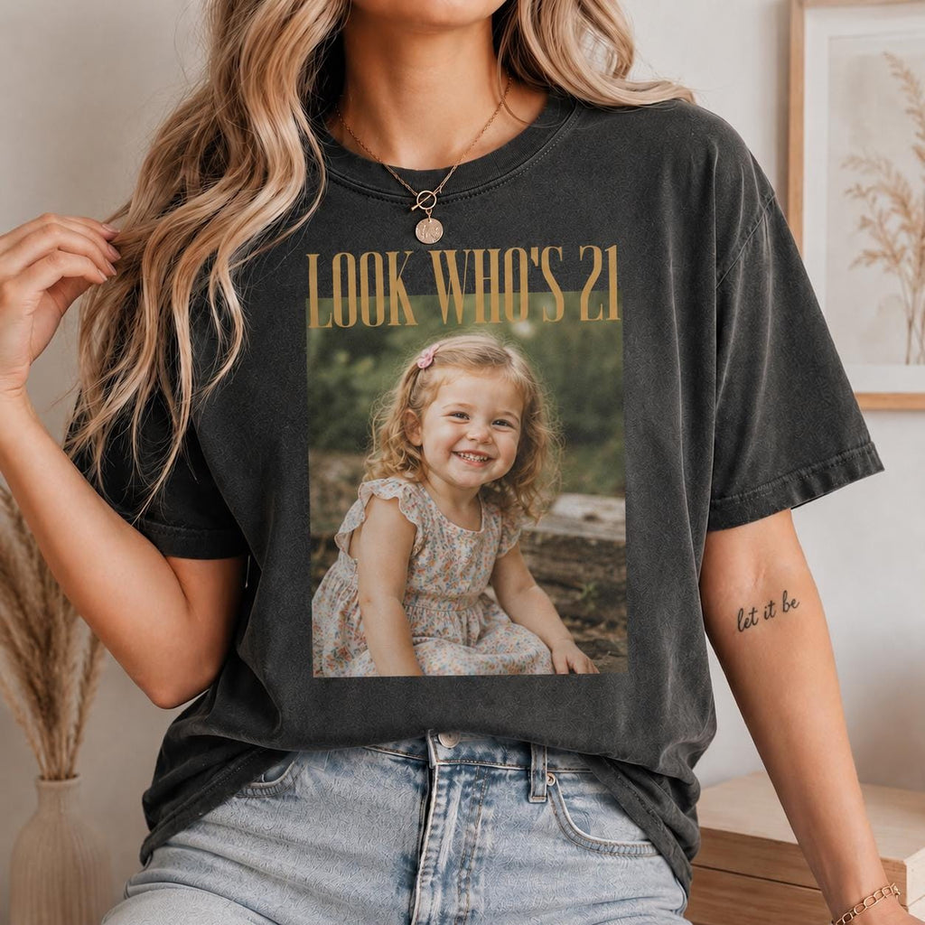 Custom Birthday Photo Shirt, Vintage Retro Birthday Tee, 21st 30th 40th 50th Birthday Gift, Personalized Picture Shirt, Milestone Shirt