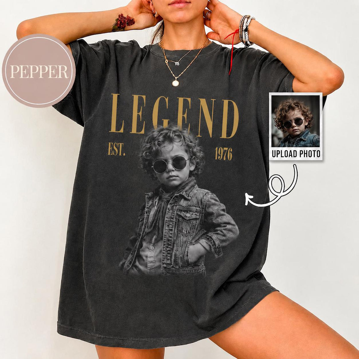 Comfort Colors Custom Vintage 1976 Photo Shirt, Personalized 50th Birthday Bootleg Tee, Born in 1976 Birthday Shirt, Custom Birthday Tee