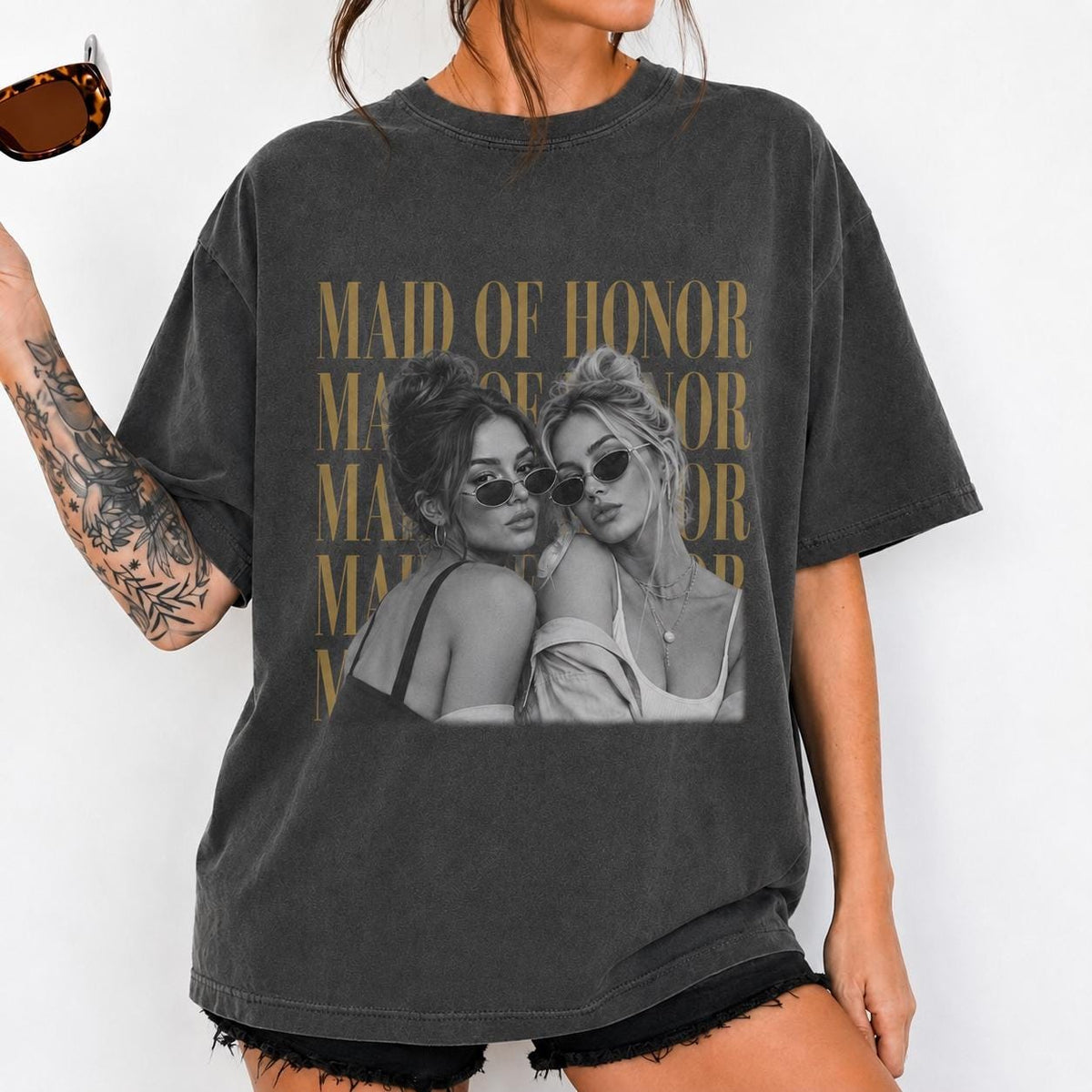 Custom Maid of Honor Comfort Colors Shirt, Personalised Photo Bridesmaid Shirt, Bachelorette Party Tee, Party Trip Gift for Bride Crew
