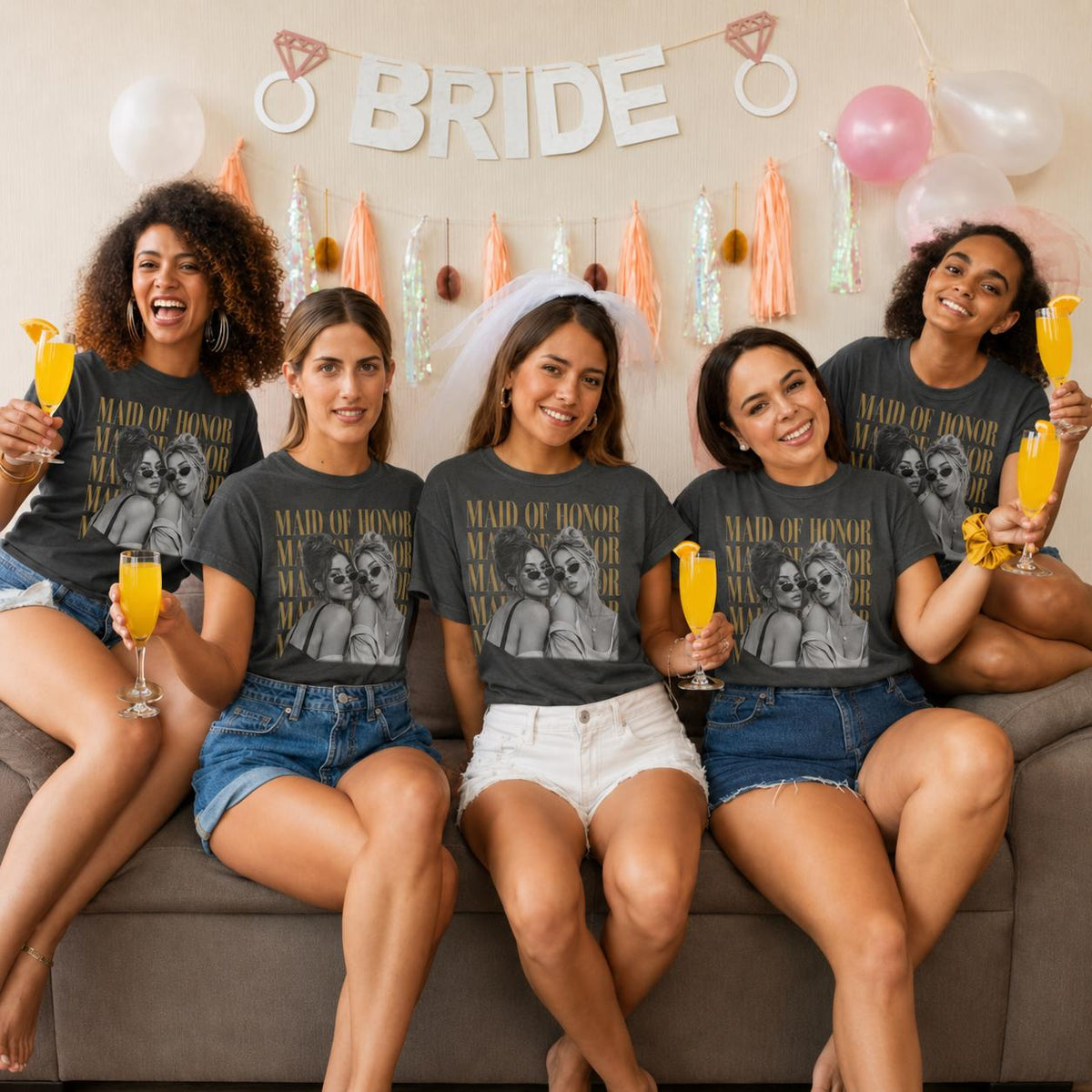 Custom Maid of Honor Comfort Colors Shirt, Personalised Photo Bridesmaid Shirt, Bachelorette Party Tee, Party Trip Gift for Bride Crew