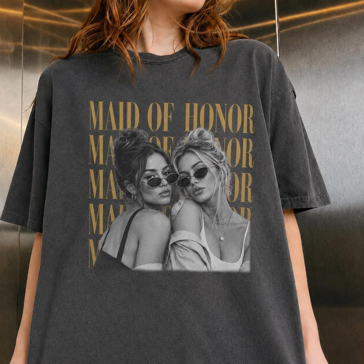 Custom Maid of Honor Comfort Colors Shirt, Personalised Photo Bridesmaid Shirt, Bachelorette Party Tee, Party Trip Gift for Bride Crew