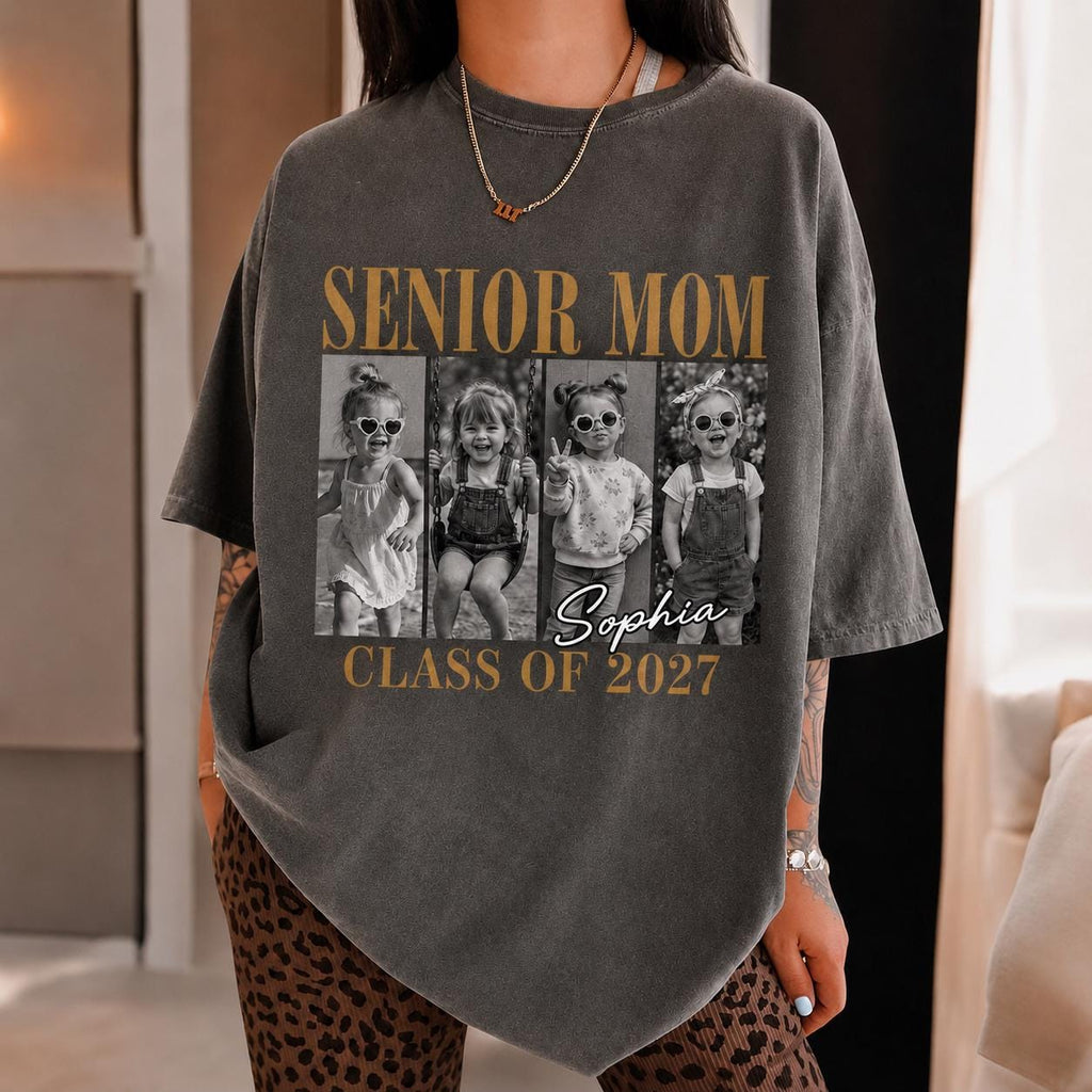 Custom Photo Senior Mom 2027 Shirt, Personalized Class of 2027 Mom Tee, High School Graduation Mom Gift, Senior Night Shirt