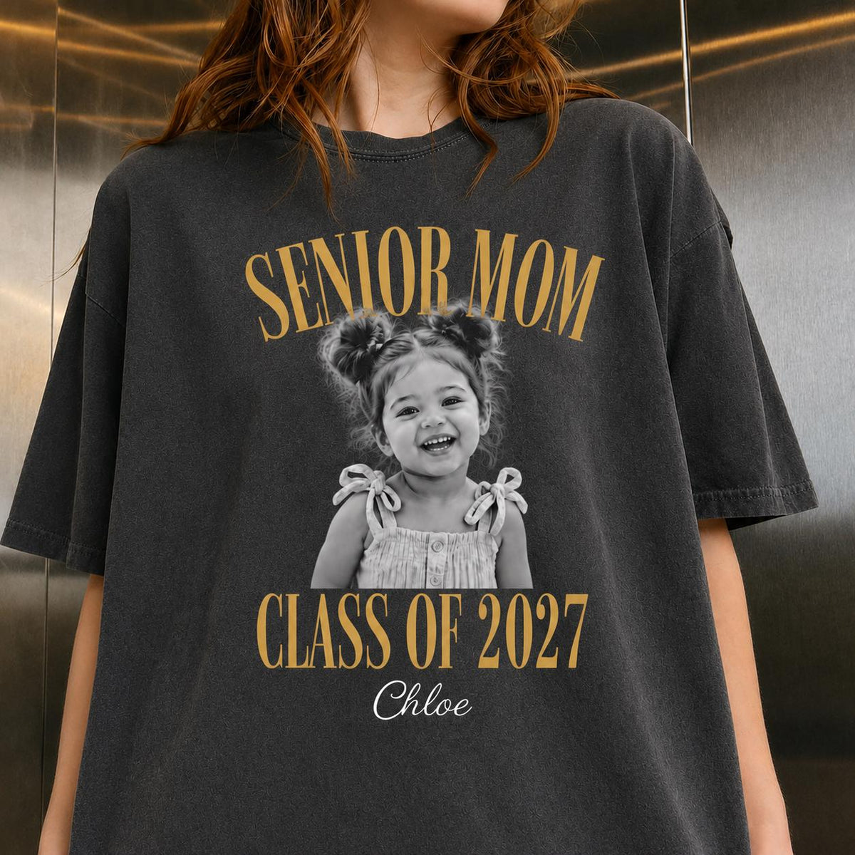 Retro Senior Mom 2027 Shirt, Custom Photo Comfort Colors Tee, Class of 2027 Graduation Gift, Proud Family Matching Shirts