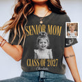 Retro Senior Mom 2027 Shirt, Custom Photo Comfort Colors Tee, Class of 2027 Graduation Gift, Proud Family Matching Shirts