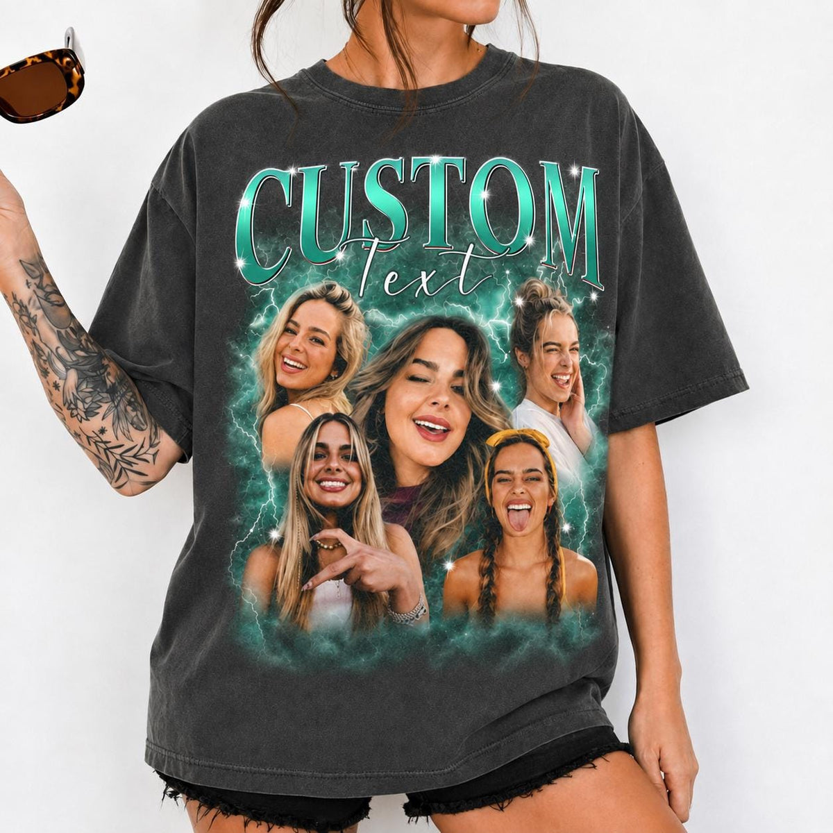 Custom Girlfriend Photo Shirt, Boyfriend Shirt with Girlfriend Face, Personalized Wife Tee, Retro Bootleg T-Shirt, Birthday Gift