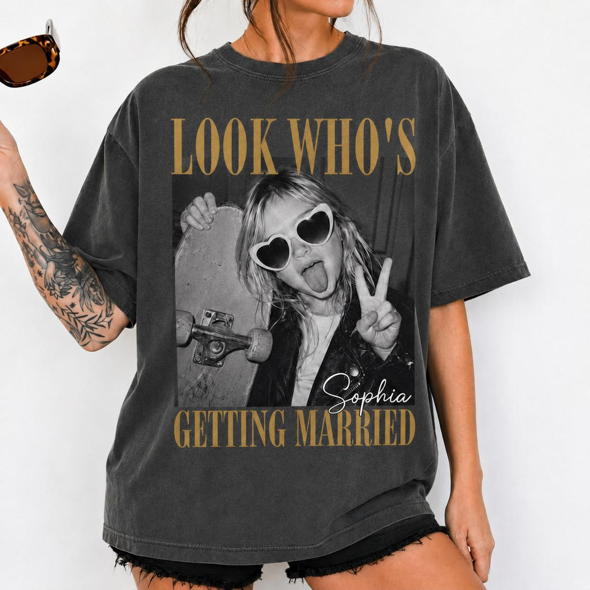 Comfort Colors Look Who’s Getting Married Shirt, Custom Bride Photo + Name Tee, Personalized Wedding Shirt, Bridal Shower Gift Bachelorette