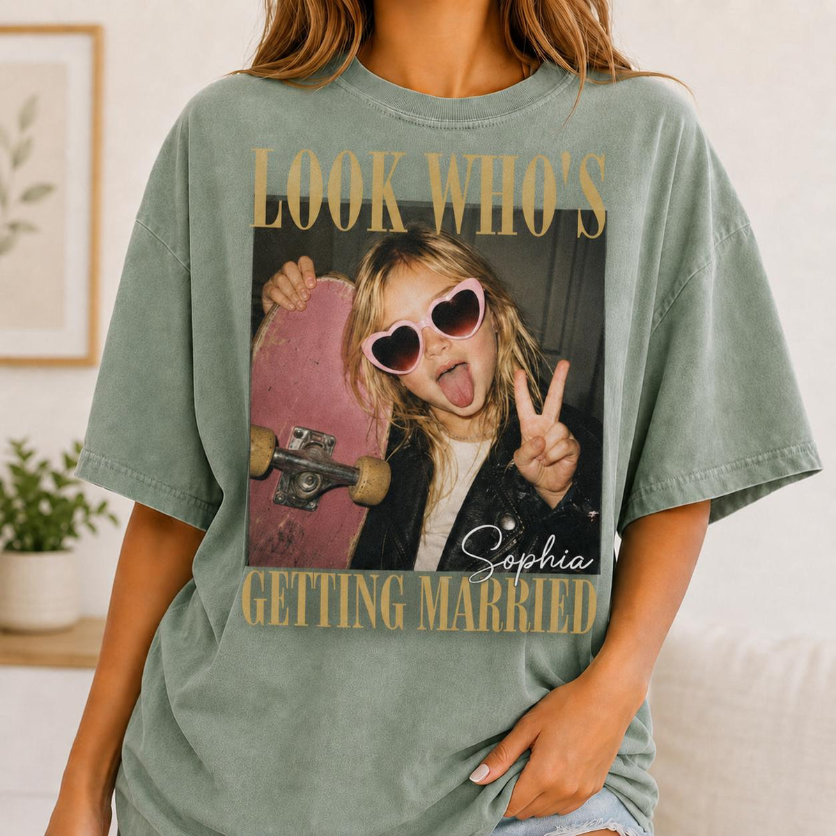 Comfort Colors Look Who’s Getting Married Shirt, Custom Bride Photo + Name Tee, Personalized Wedding Shirt, Bridal Shower Gift Bachelorette