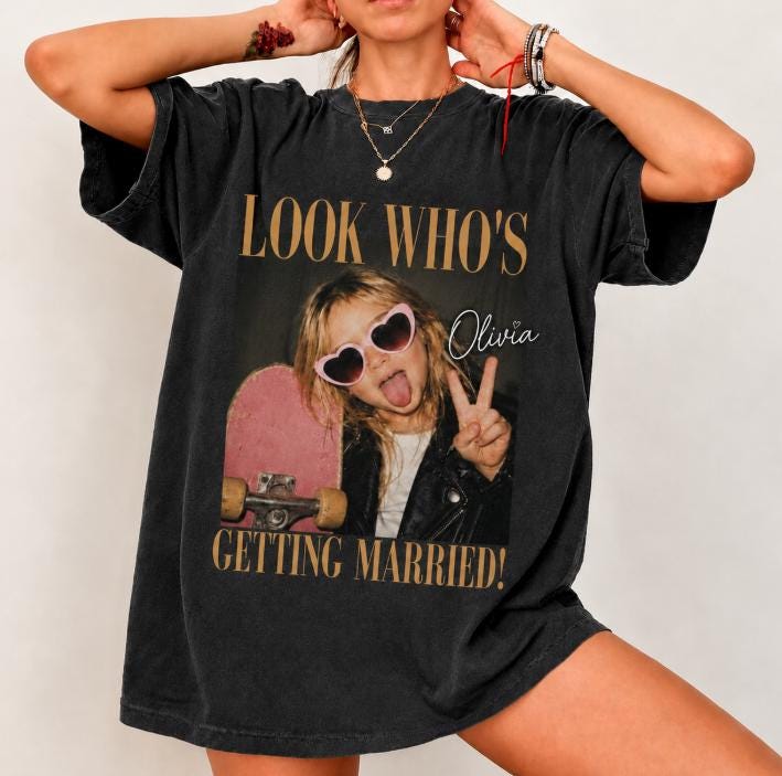 Personalized Look Who’s Getting Married Comfort Colors Shirt, Custom Bride Photo and Name Tee, Team Bride Shirt, Bridal Shower Gift