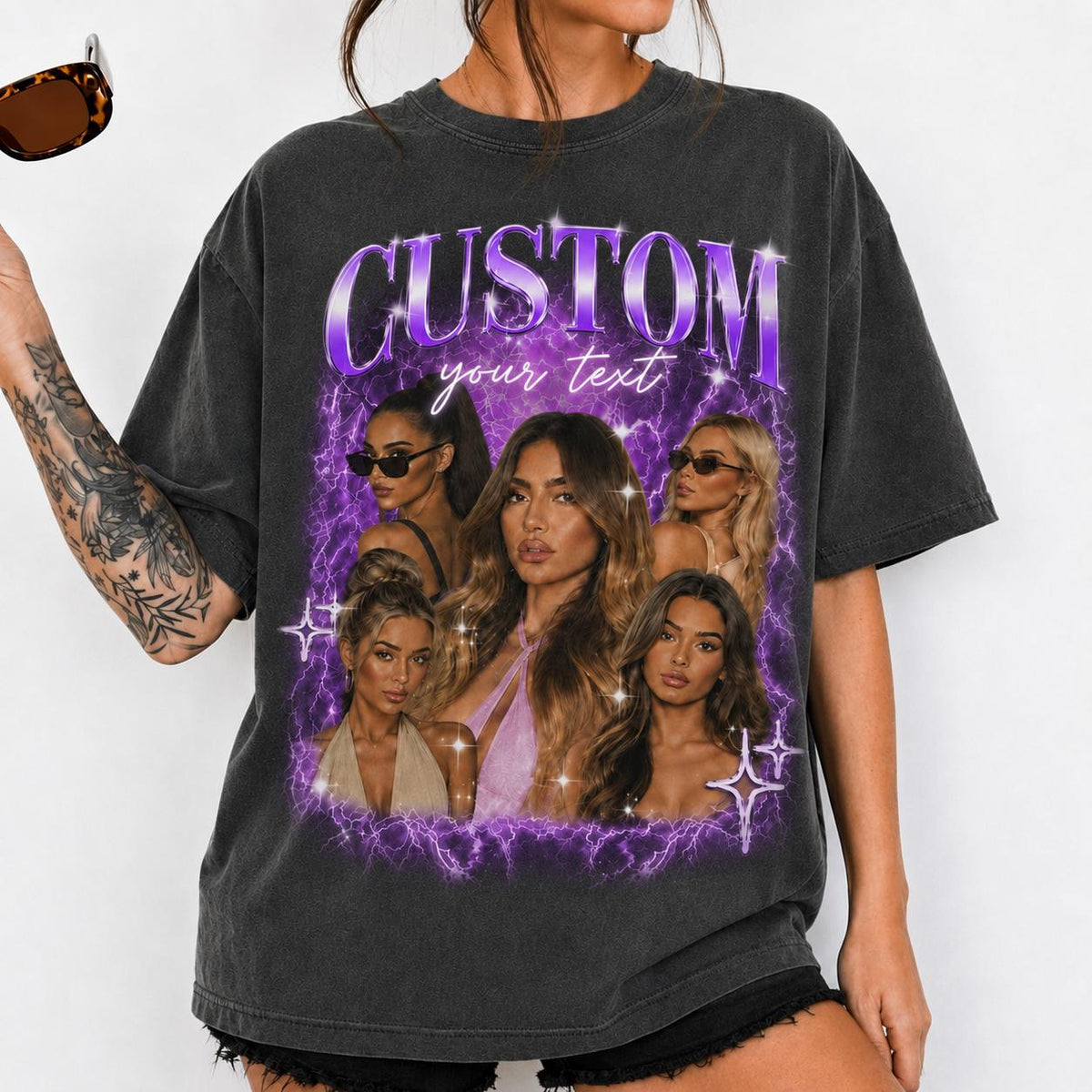 Personalized Comfort Color Face And Name Shirt, Custom Vintage Girlfriend Boyfriend Bootleg Tee, Birthday Photo Shirt, Bachelor Party Gift