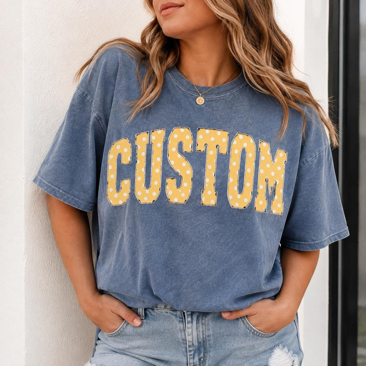 Custom Name Polka Dot Shirt, Personalized Comfort Colors Tee, Preppy Women’s Graphic Top, Trendy Birthday Gift for Her