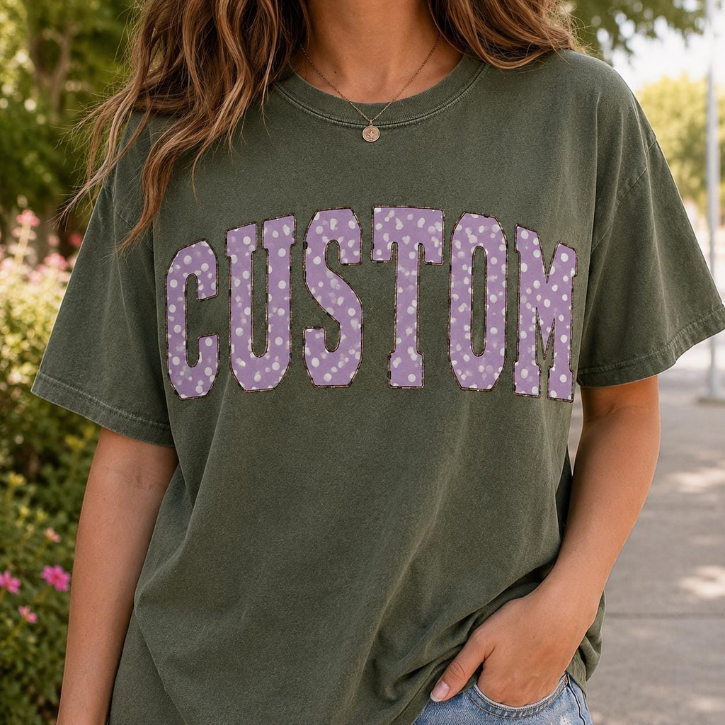 Custom Name Polka Dot Shirt, Personalized Comfort Colors Tee, Preppy Women’s Graphic Top, Trendy Birthday Gift for Her