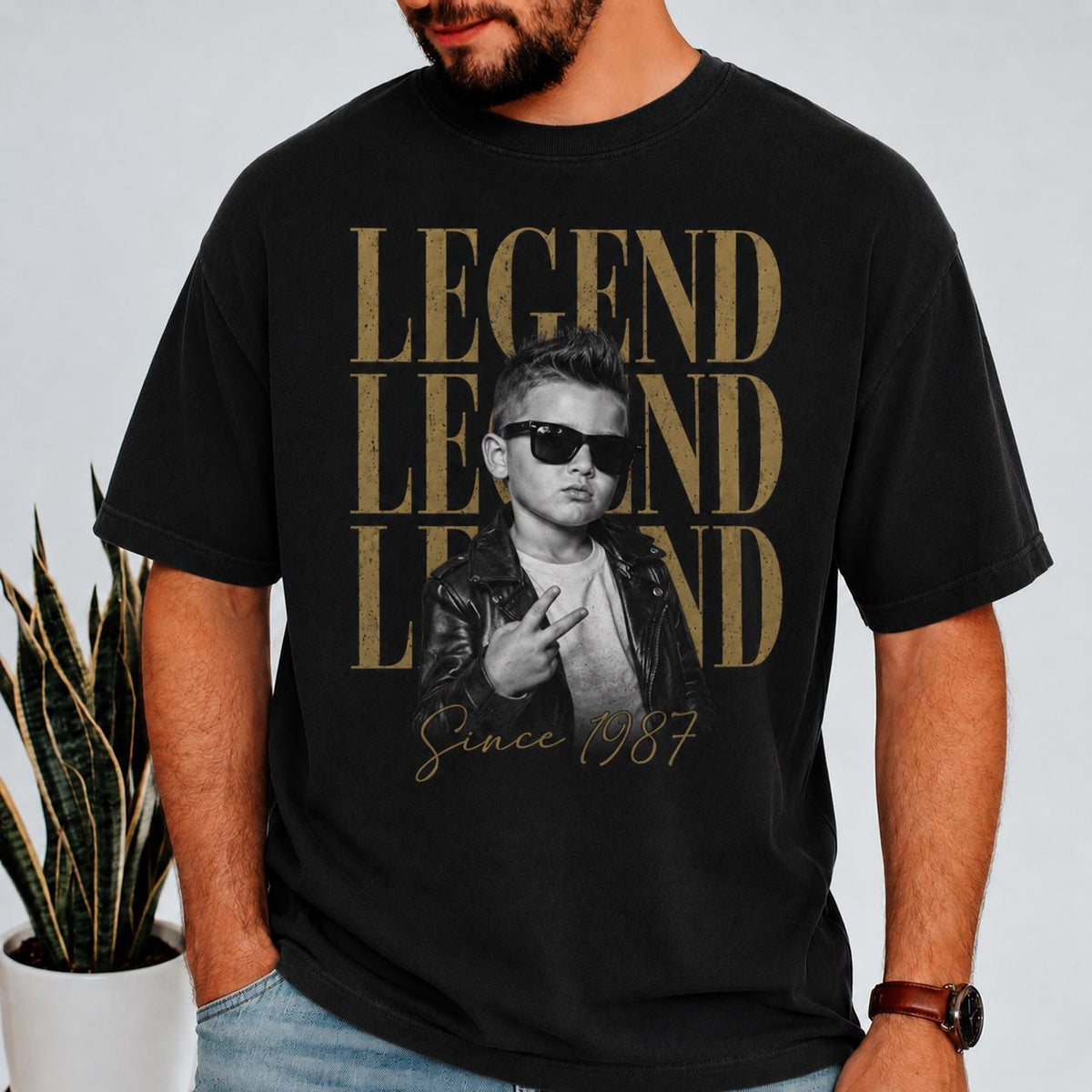 Custom Vintage Photo And Year Birthday Comfort Colors Shirt, Legend Since 1976 1986 Birthday Tee, Personalized 30th 40th Birthday