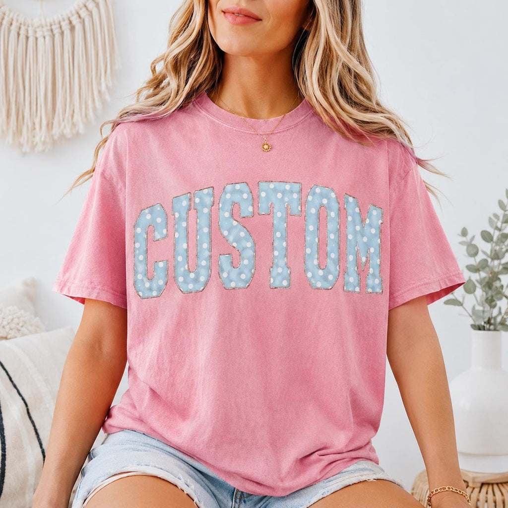 Custom Name Polka Dot Shirt, Personalized Comfort Colors Tee, Preppy Women’s Graphic Top, Trendy Birthday Gift for Her