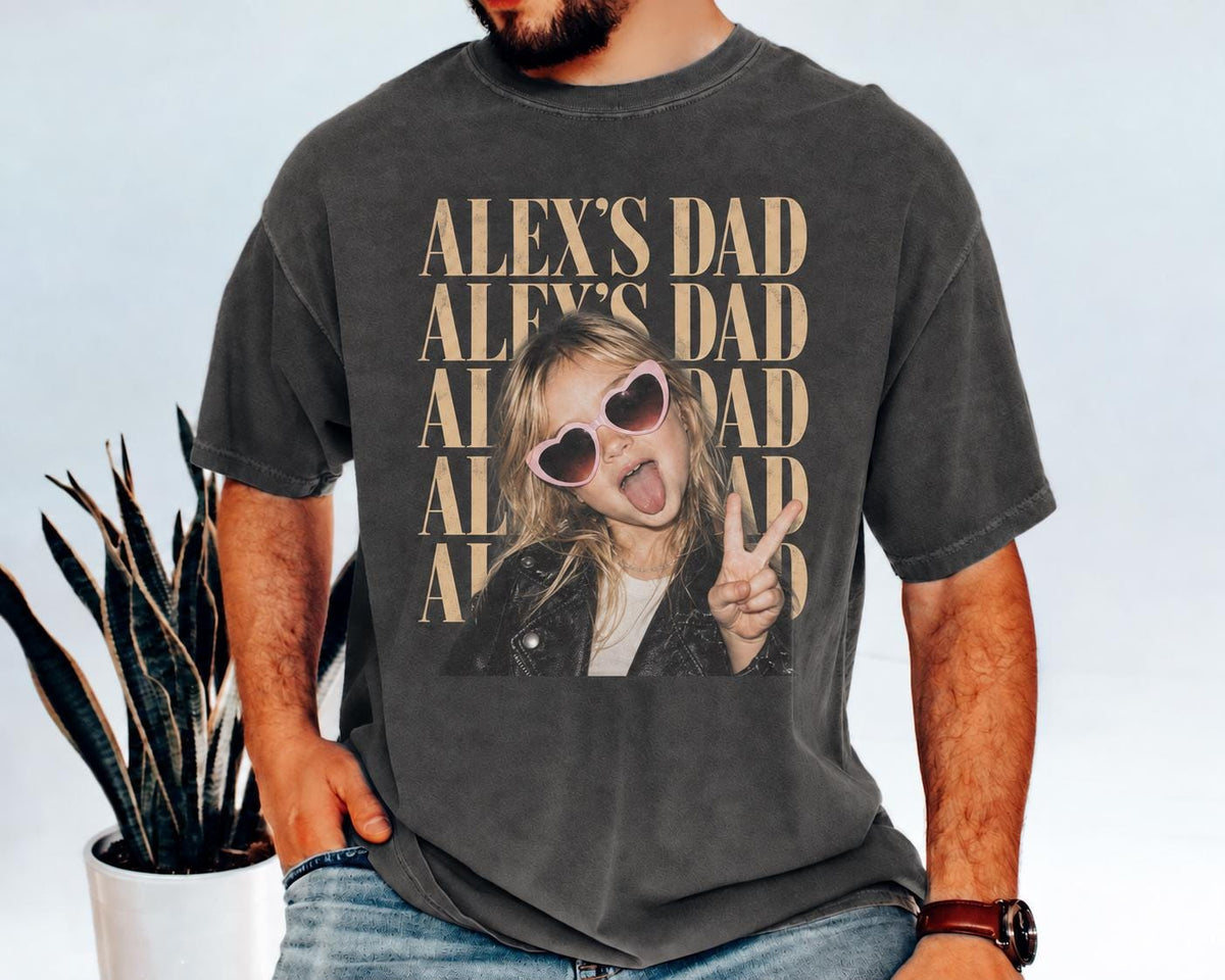 Personalized Dad Vintage Photo Comfort Colors Shirt, Custom Fathers Tee with Kids Photo, Best Dad Ever Gift