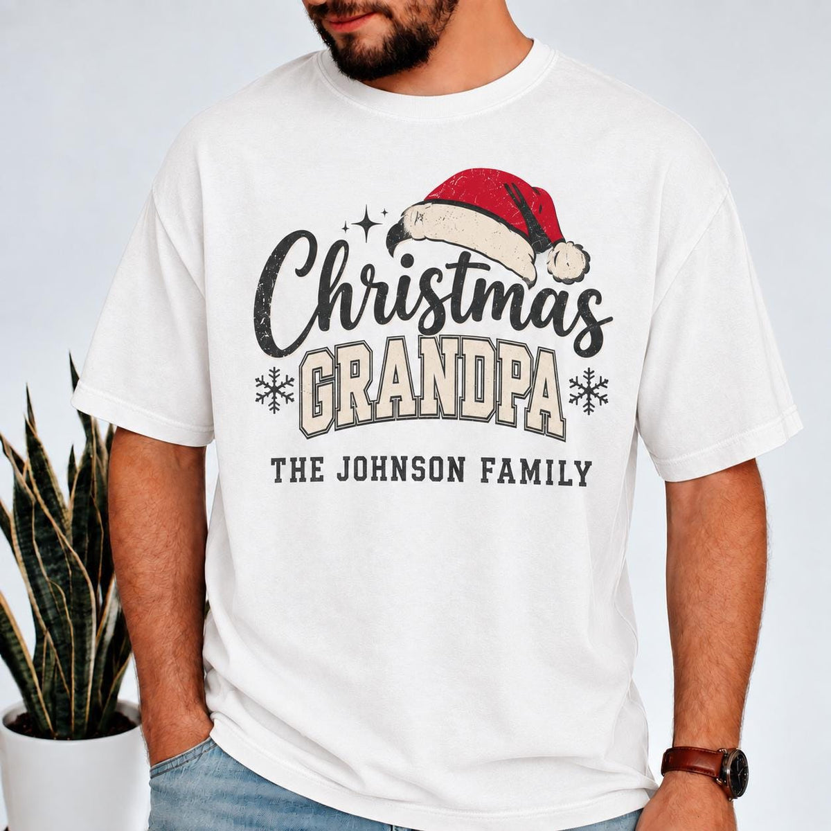 Custom Family Christmas Shirts, Personalized Christmas Grandma Grandpa Mommy Matching Tees, Family Name Holiday Crew T-Shirt Gift