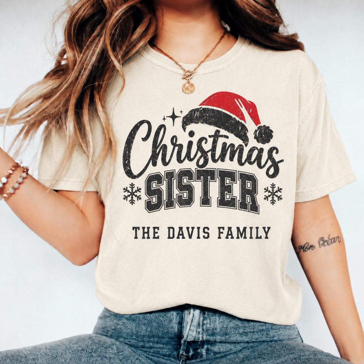 Custom Family Christmas Shirts, Personalized Christmas Grandma Grandpa Mommy Matching Tees, Family Name Holiday Crew T-Shirt Gift