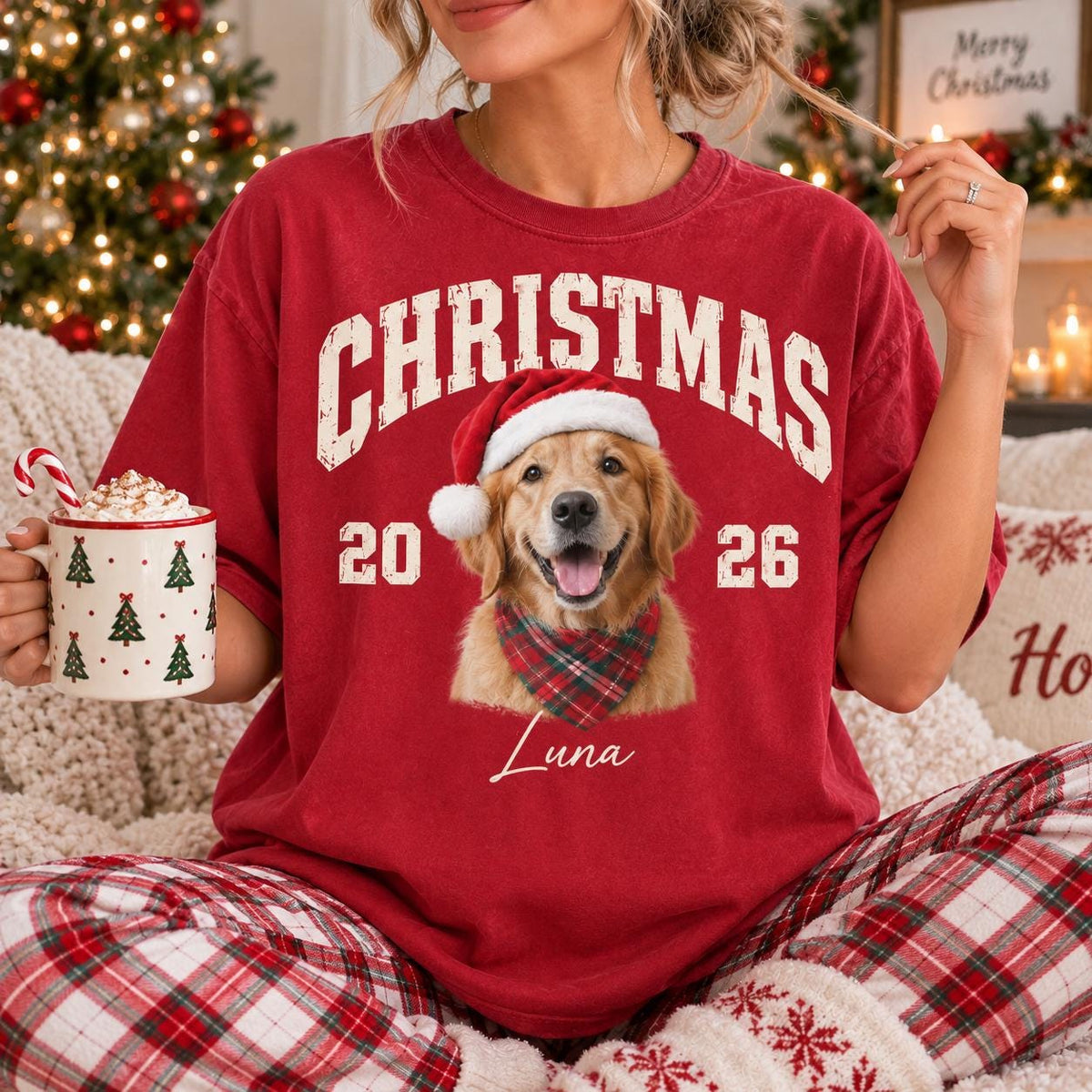 Custom Vintage Pet Photo Christmas Shirt, Personalized Pet Name Comfort Colors Tee, Dog Lover Gift, Cat Mom Gift, Pet Memorial Shirt