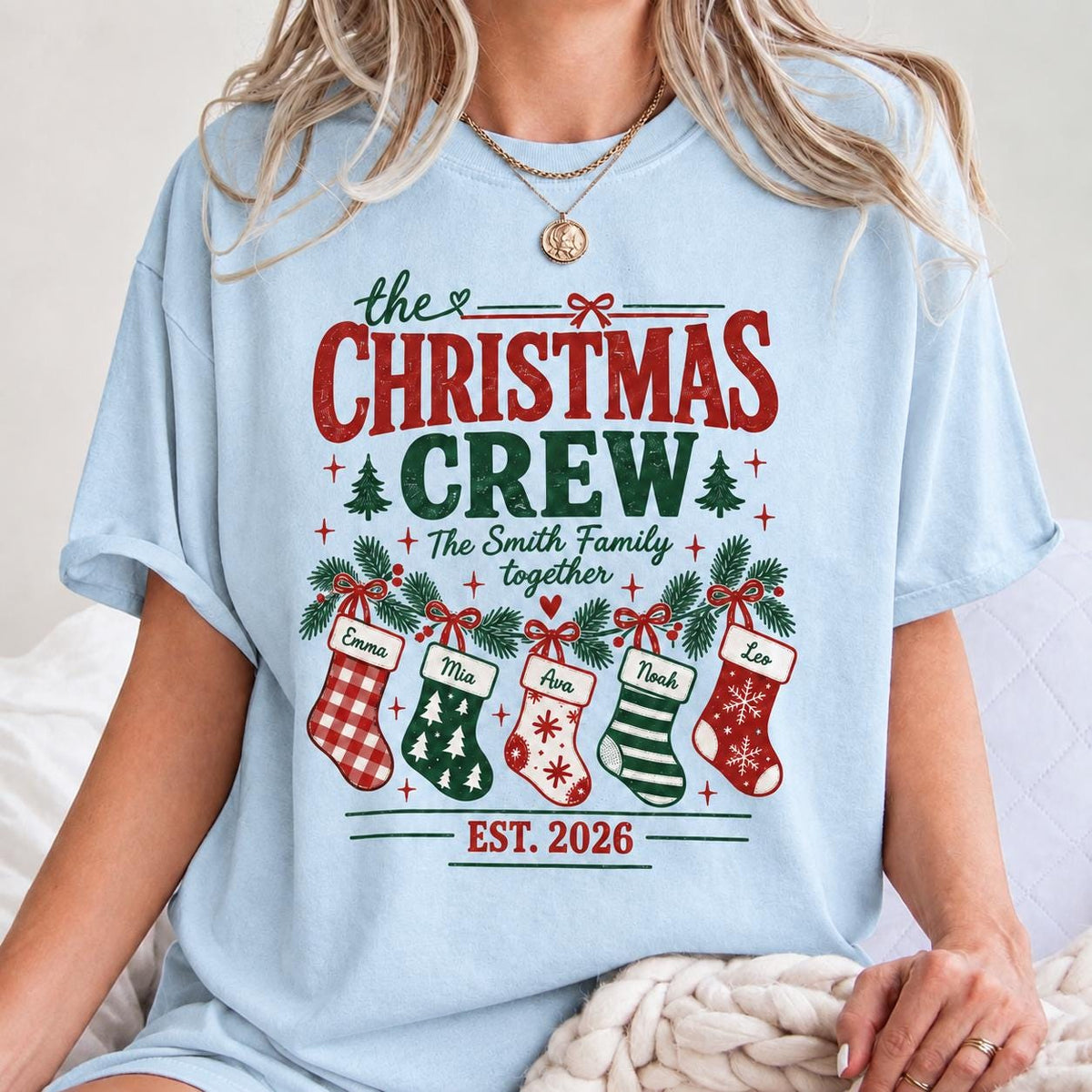 Custom Family Christmas Comfort Colors Shirt, Matching Xmas Crew Tee, Personalized Year Family Shirt, Christmas 2026 Shirt