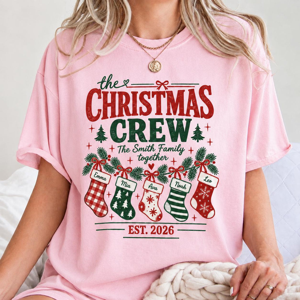 Custom Family Christmas Comfort Colors Shirt, Matching Xmas Crew Tee, Personalized Year Family Shirt, Christmas 2026 Shirt
