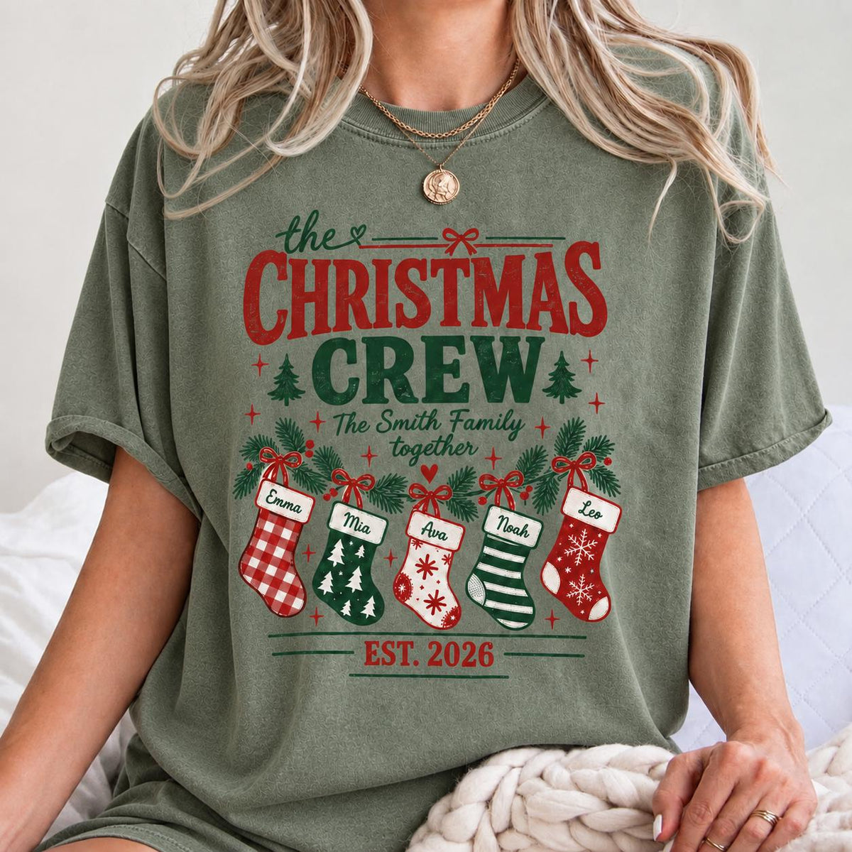 Custom Family Christmas Comfort Colors Shirt, Matching Xmas Crew Tee, Personalized Year Family Shirt, Christmas 2026 Shirt