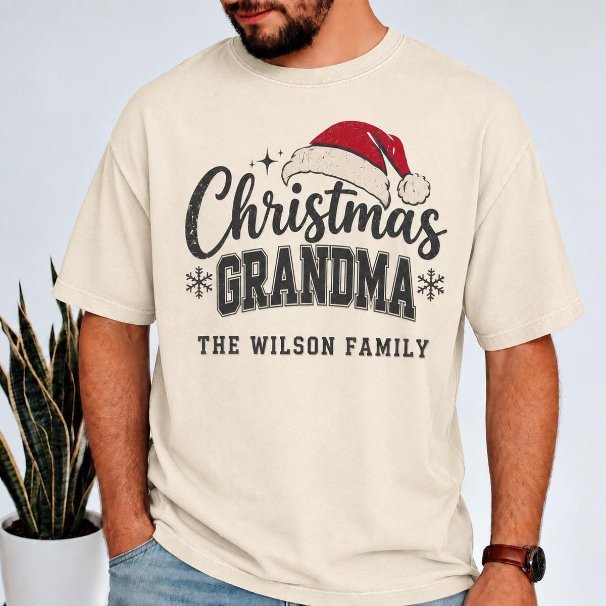 Matching Family Christmas Shirts, Personalized Grandma Grandpa Daddy Family Role Tees, Custom Name Christmas Crew Holiday Gift