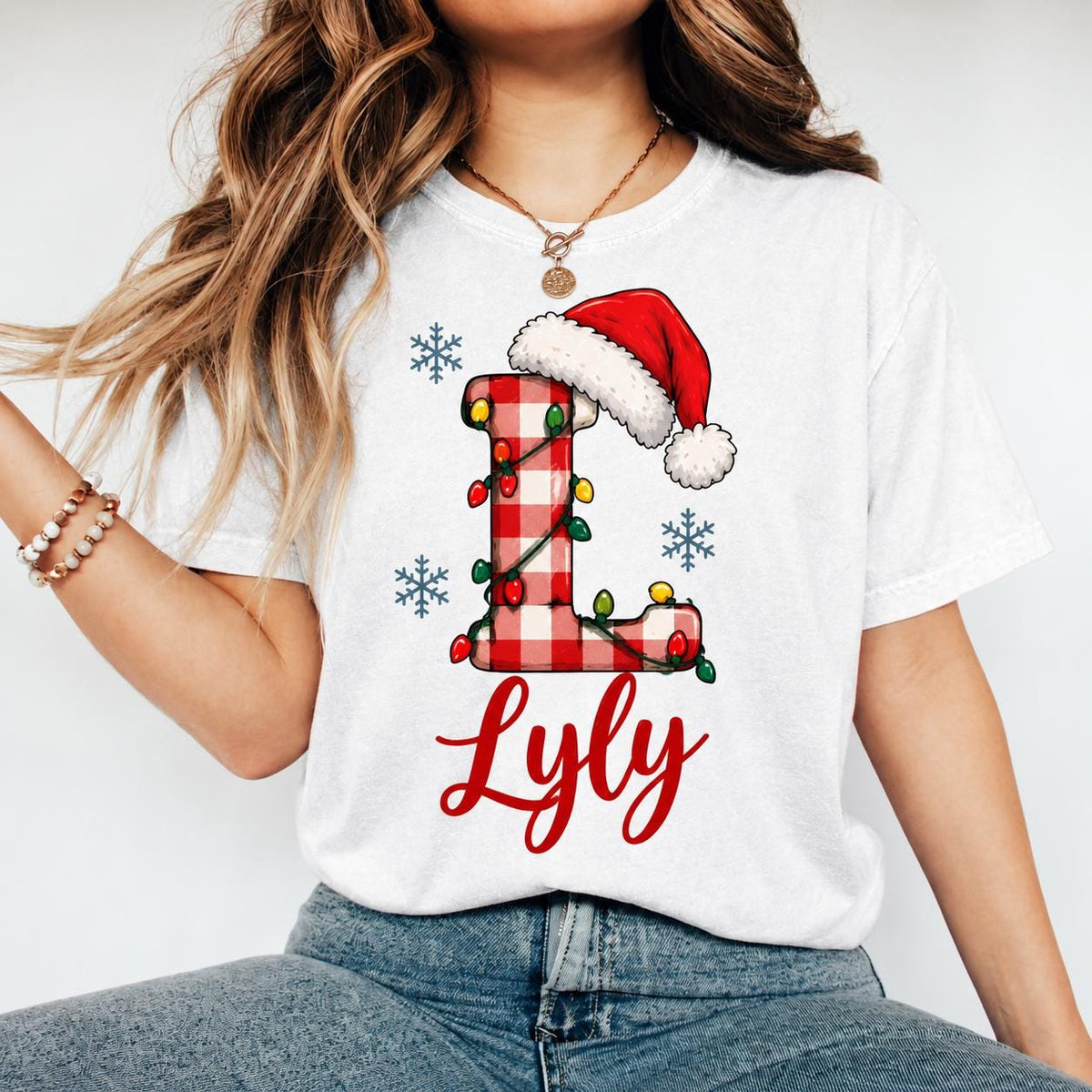 Personalized Family Christmas Letter Shirt, Custom Name Holiday Tee, Matching Family Xmas T-Shirt, Festive Personalized Gift