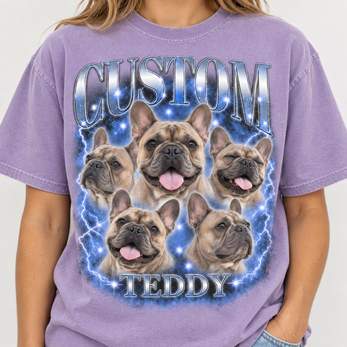 Custom Pet Comfort Colors Shirt, Personalized Bootleg Dog Photo Tee, Vintage Dog Lover T-Shirt, Pet Parent Gift, Christmas Gift