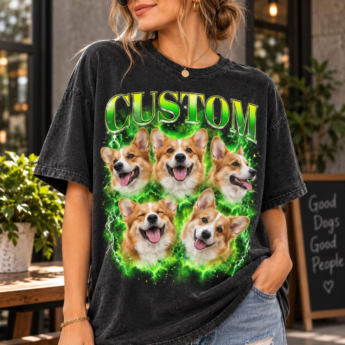 Custom Pet Bootleg Comfort Colors Shirt, Personalized Dog Photo Tee, 90s Vintage Bootleg T-Shirt, Custom Dog Lover Gift, Christmas Gift