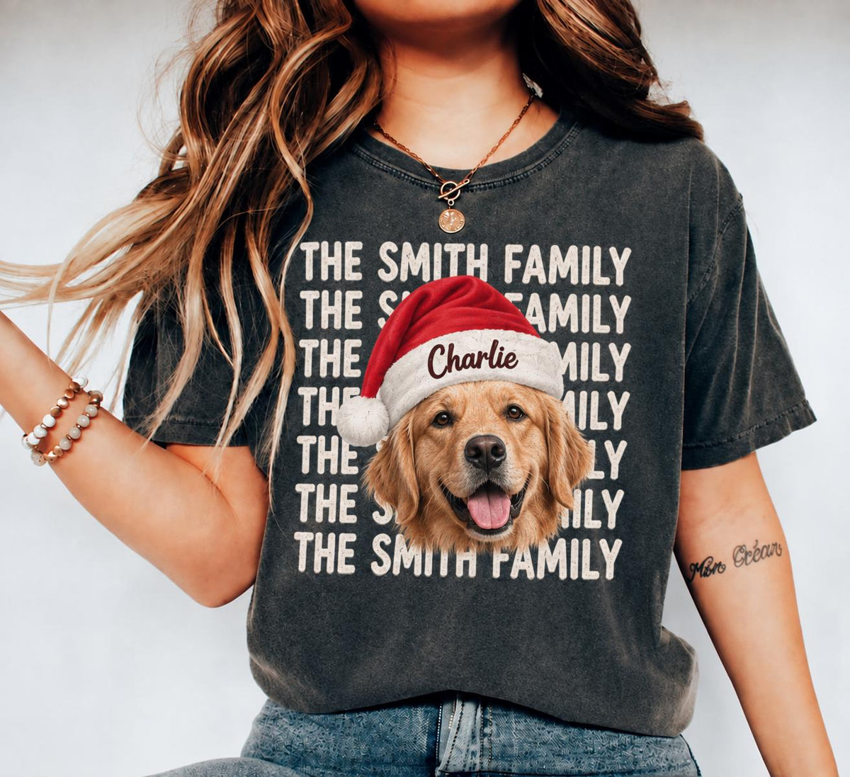 Personalized Family Christmas Comfort Colors Shirt, Custom Face + Name Christmas Crew Tee, Matching Family Holiday TShirt