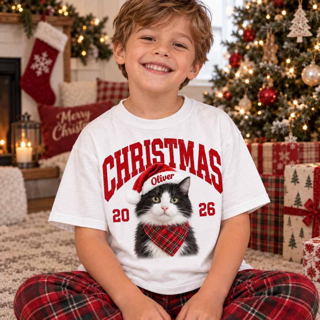 Personalized Pet Christmas Shirt, Custom Dog Cat Photo Tee, Vintage Pet Portrait Shirt, Pet Lover Christmas Gift