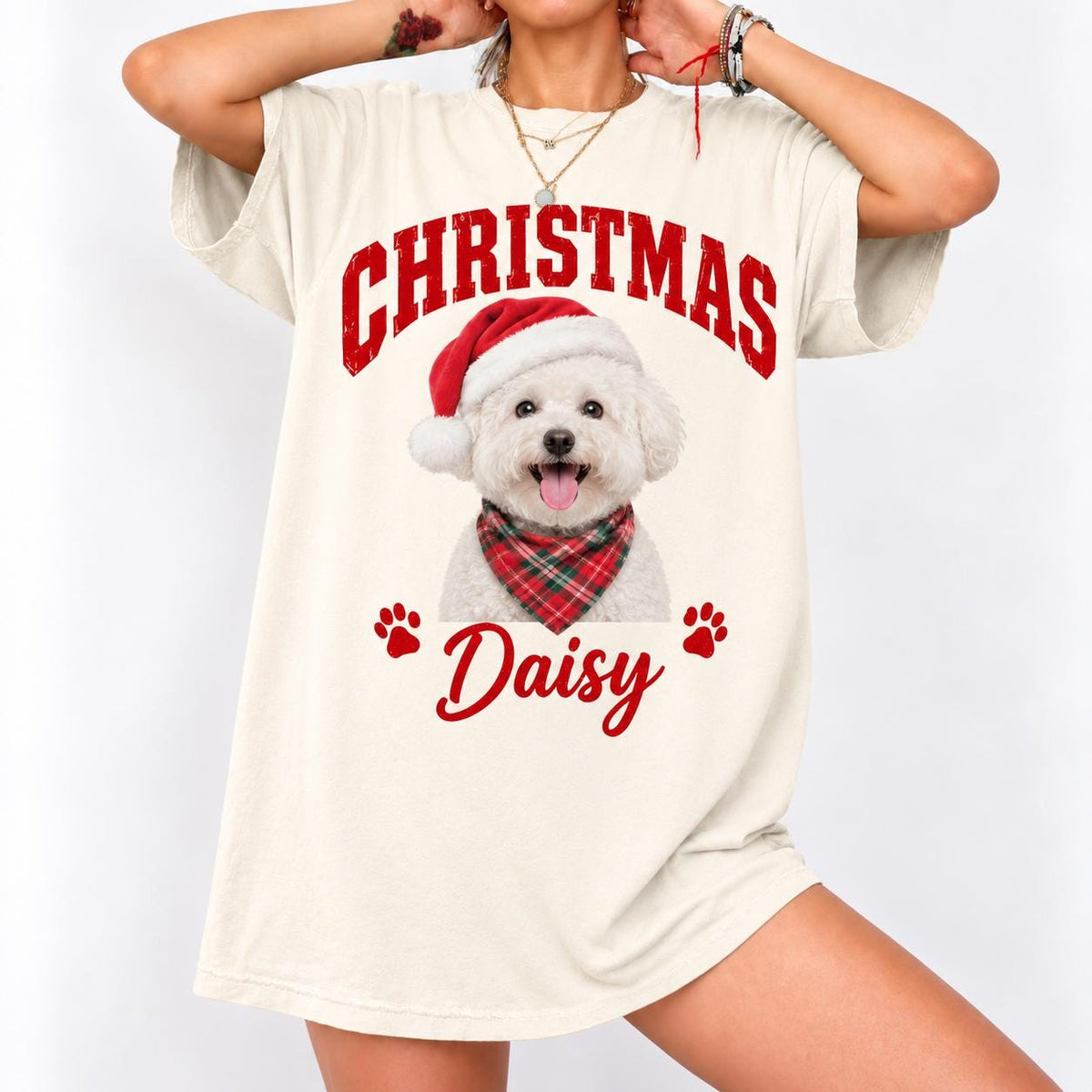 Custom Vintage Pet Christmas Tee, Personalized Pet Photo and Name Shirt, Dog Mom Cat Mom Gift, Holiday Pet Shirt