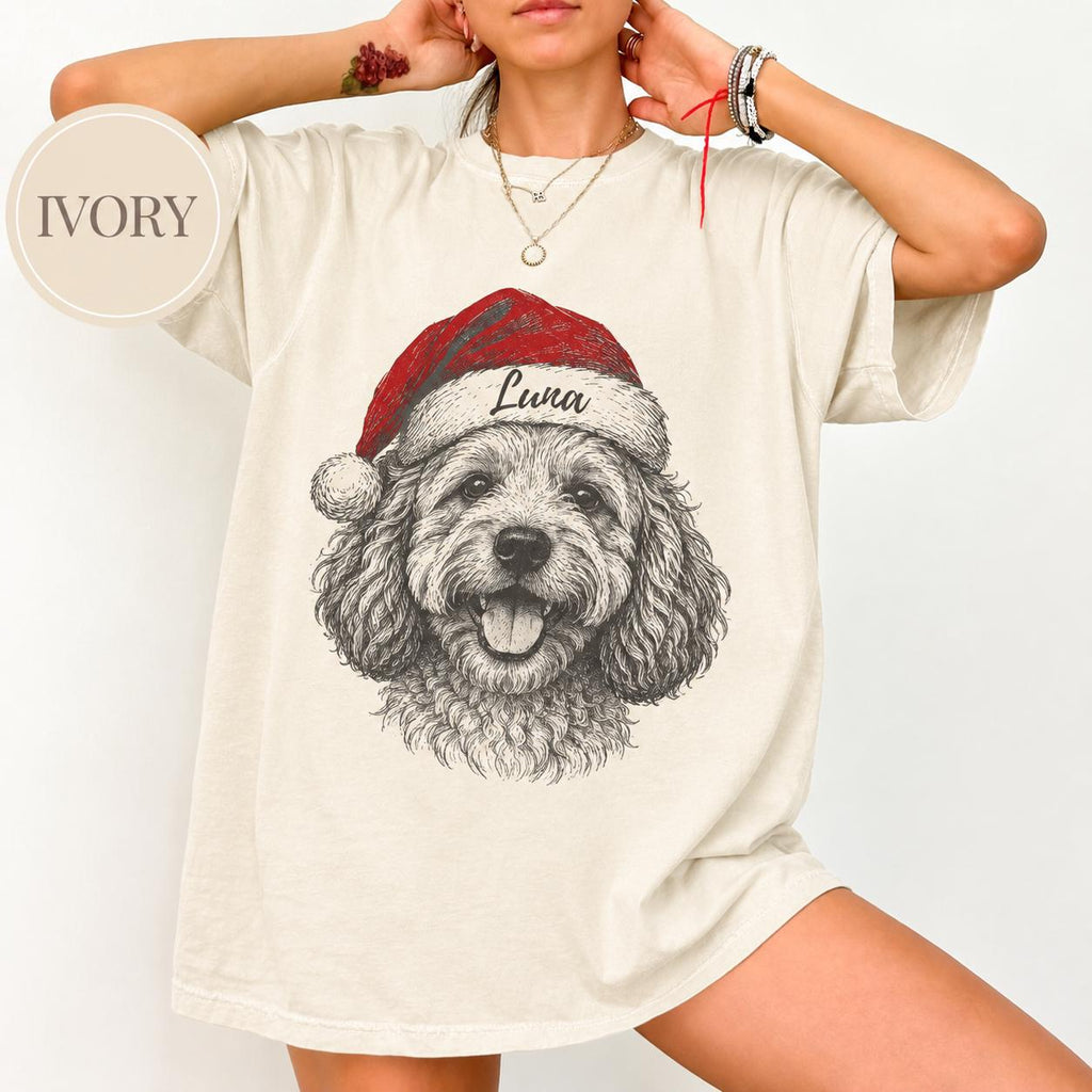 Custom Christmas Pet Face Comfort Colors Shirt, Personalized Pet Photo Tee, Dog Cat Portrait Shirt, Pet Lover Memorial Gift