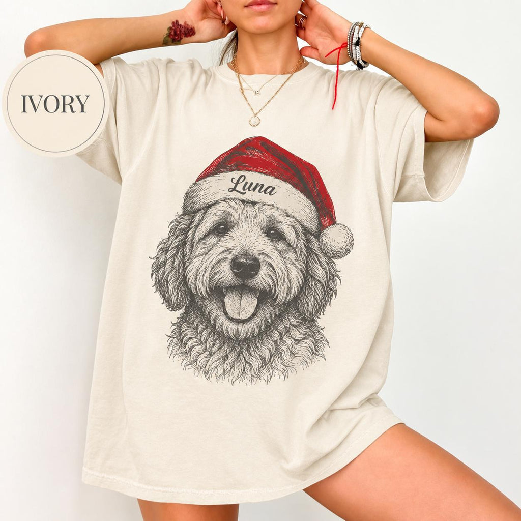 Custom Christmas Pet Face Comfort Colors Shirt, Personalized Pet Photo Tee, Dog Cat Portrait Shirt, Pet Lover Memorial Gift