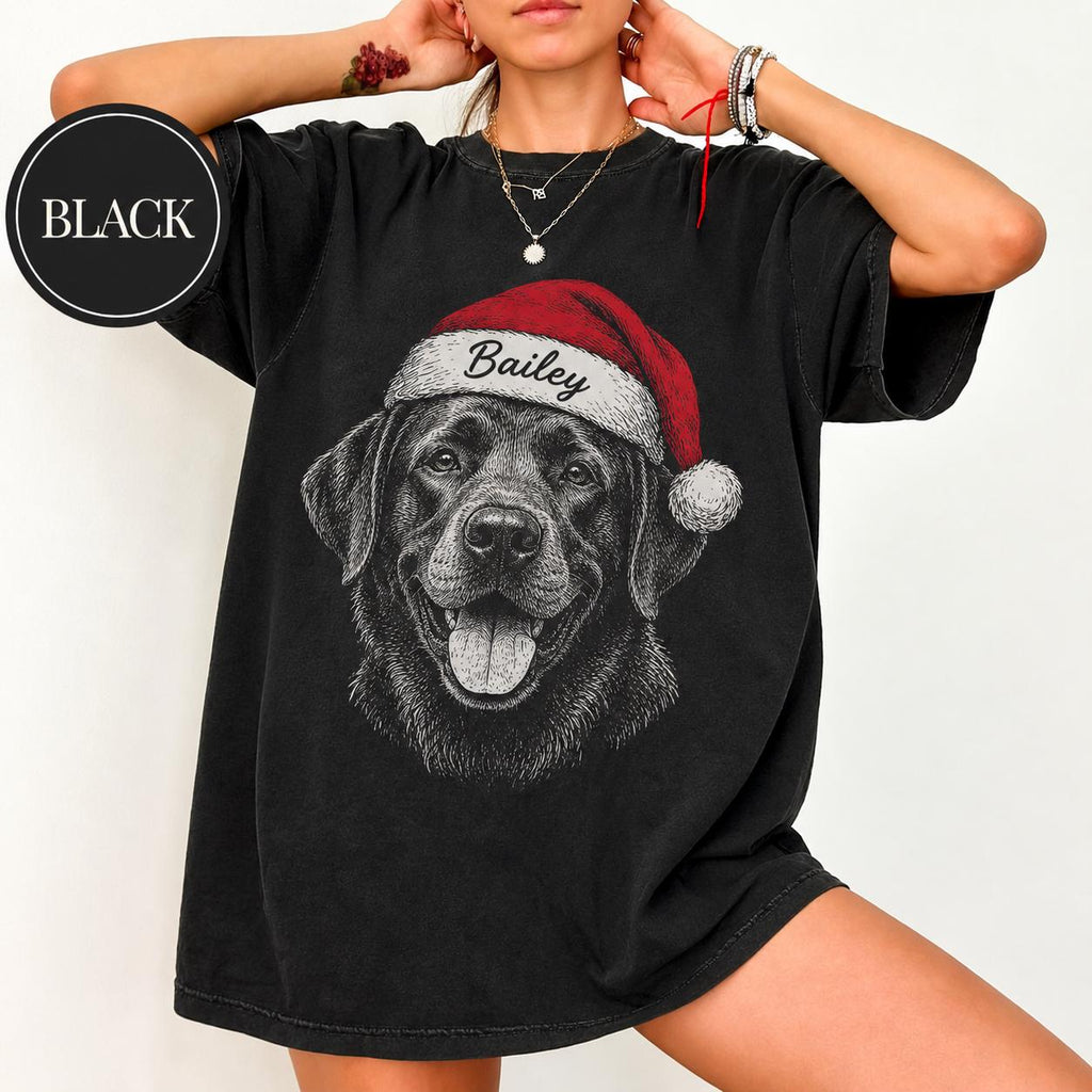 Custom Christmas Pet Face Comfort Colors Shirt, Personalized Pet Photo Tee, Dog Cat Portrait Shirt, Pet Lover Memorial Gift