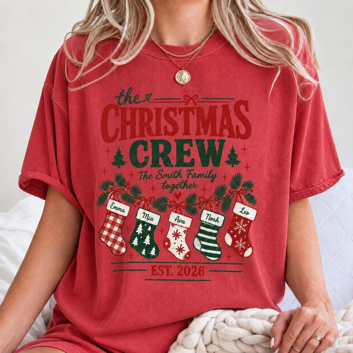 Custom Family Christmas Comfort Colors Shirt, Matching Xmas Crew Tee, Personalized Year Family Shirt, Christmas 2026 Shirt
