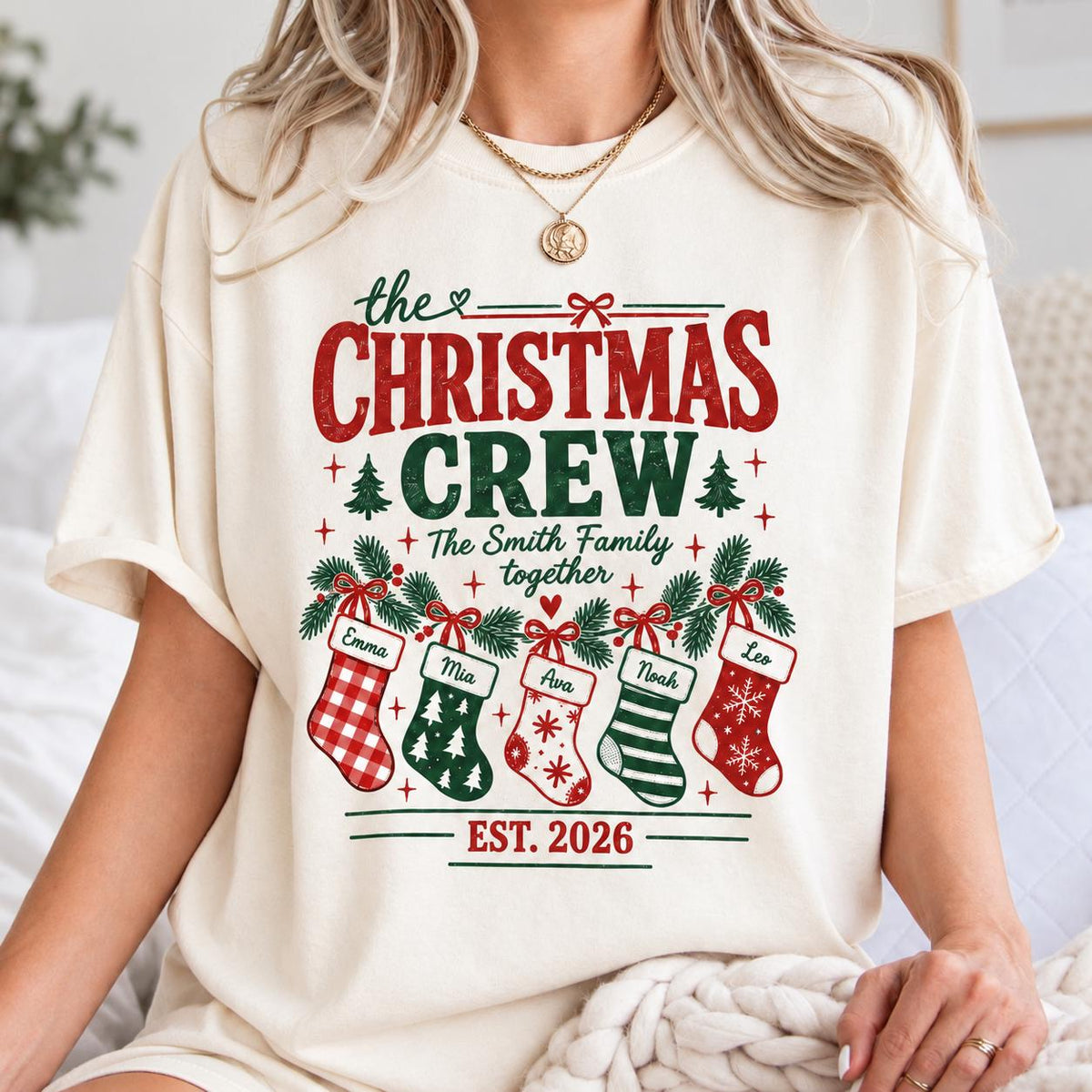 Custom Family Christmas Comfort Colors Shirt, Matching Xmas Crew Tee, Personalized Year Family Shirt, Christmas 2026 Shirt