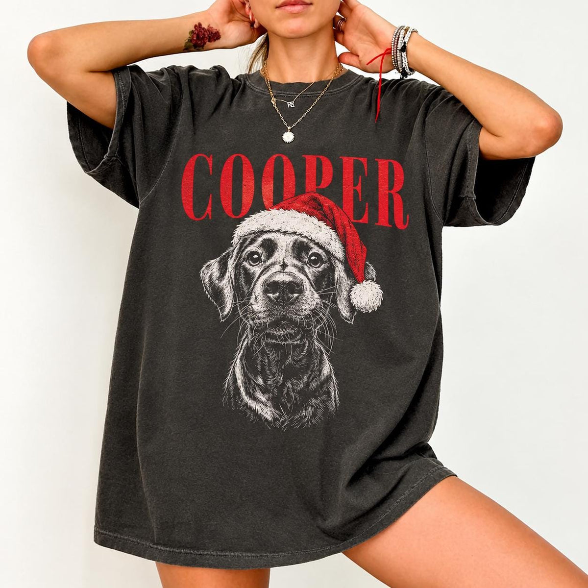 Personalized Vintage Photo & Name Pet Christmas Comfort Colors Shirt, Custom Dog Cat Photo Tee, Vintage Pet Portrait Shirt, Custom Dog Shirt
