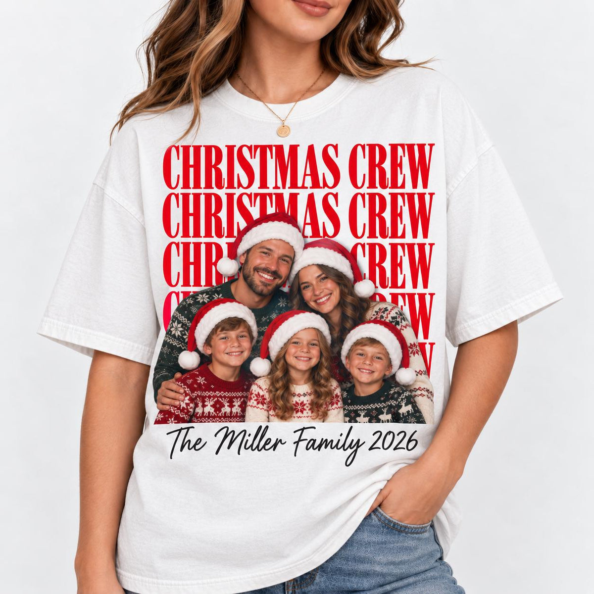 Personalized Family Vintage Photo Comfort Colors Shirt, Family Christmas Tee 2026, Family Name Matching Pajamas Tops, Christmas Gift