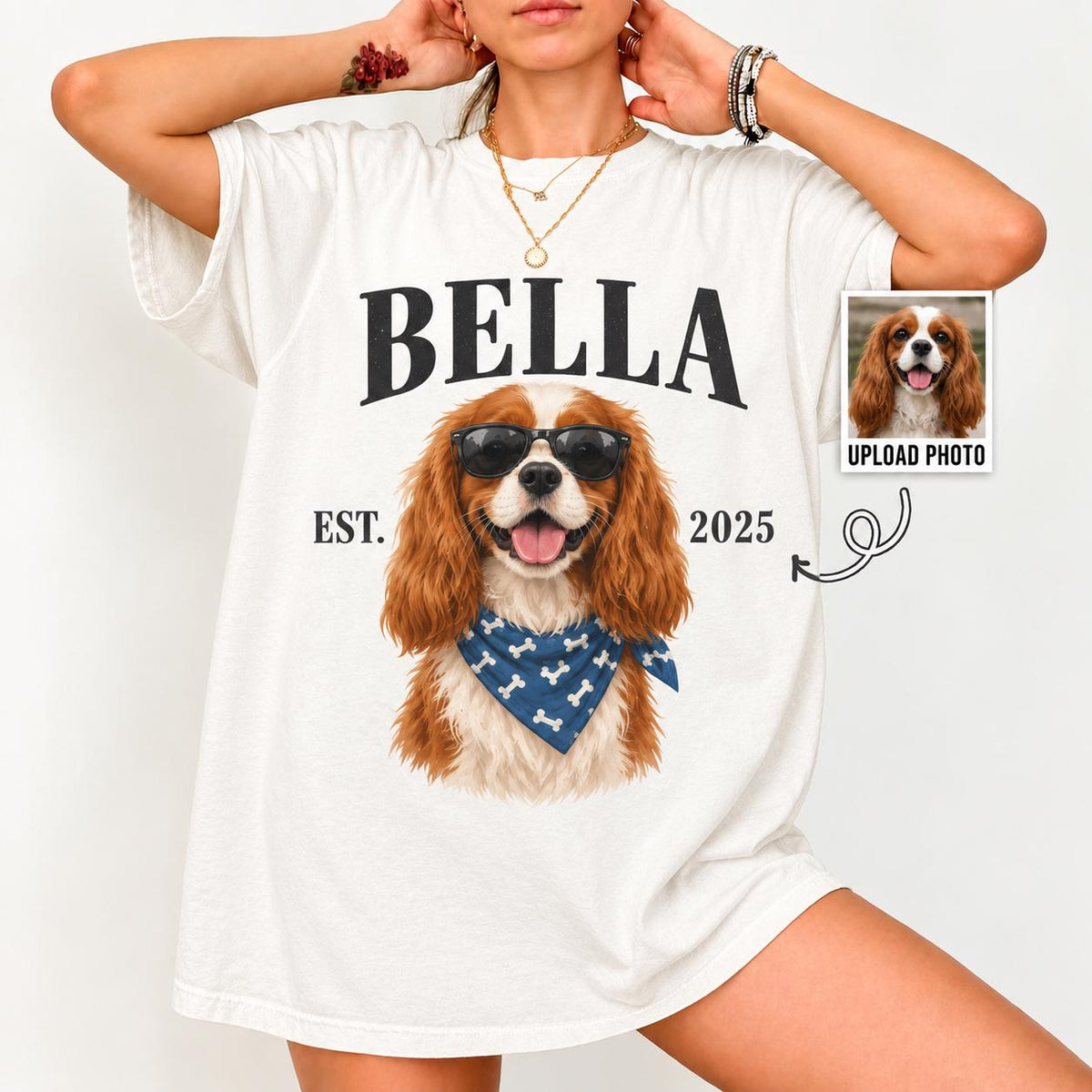Personalized Pet Photo Comfort Colors Shirt, Custom Dog Cat Portrait & Name Tee, Pet Memorial Gift for Dog Mom Cat Mom