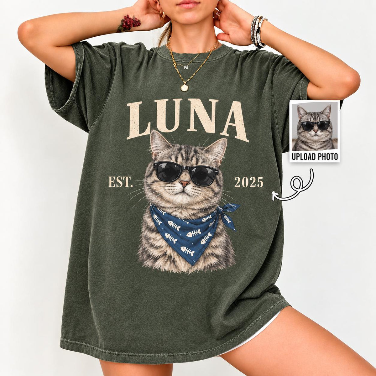 Personalized Pet Photo Comfort Colors Shirt, Custom Dog Cat Portrait & Name Tee, Pet Memorial Gift for Dog Mom Cat Mom