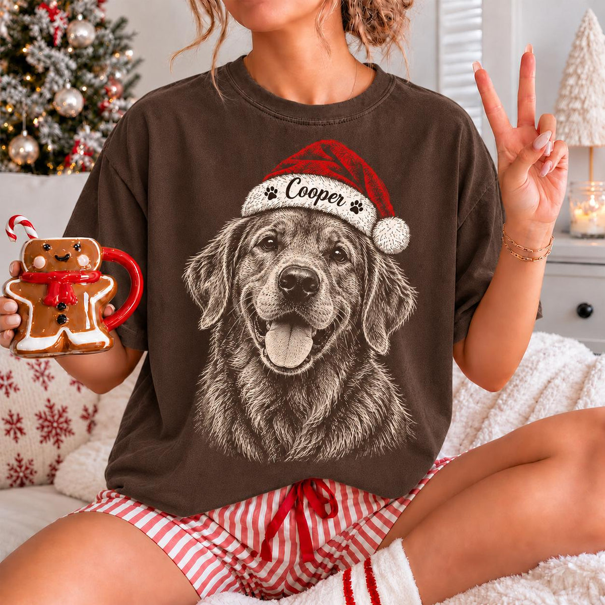 Custom Pet Photo Christmas Comfort Colors Shirt, Personalized Dog Face Portrait Tee, Dog Mom Christmas Gift, Funny Pet Lover Holiday Shirt