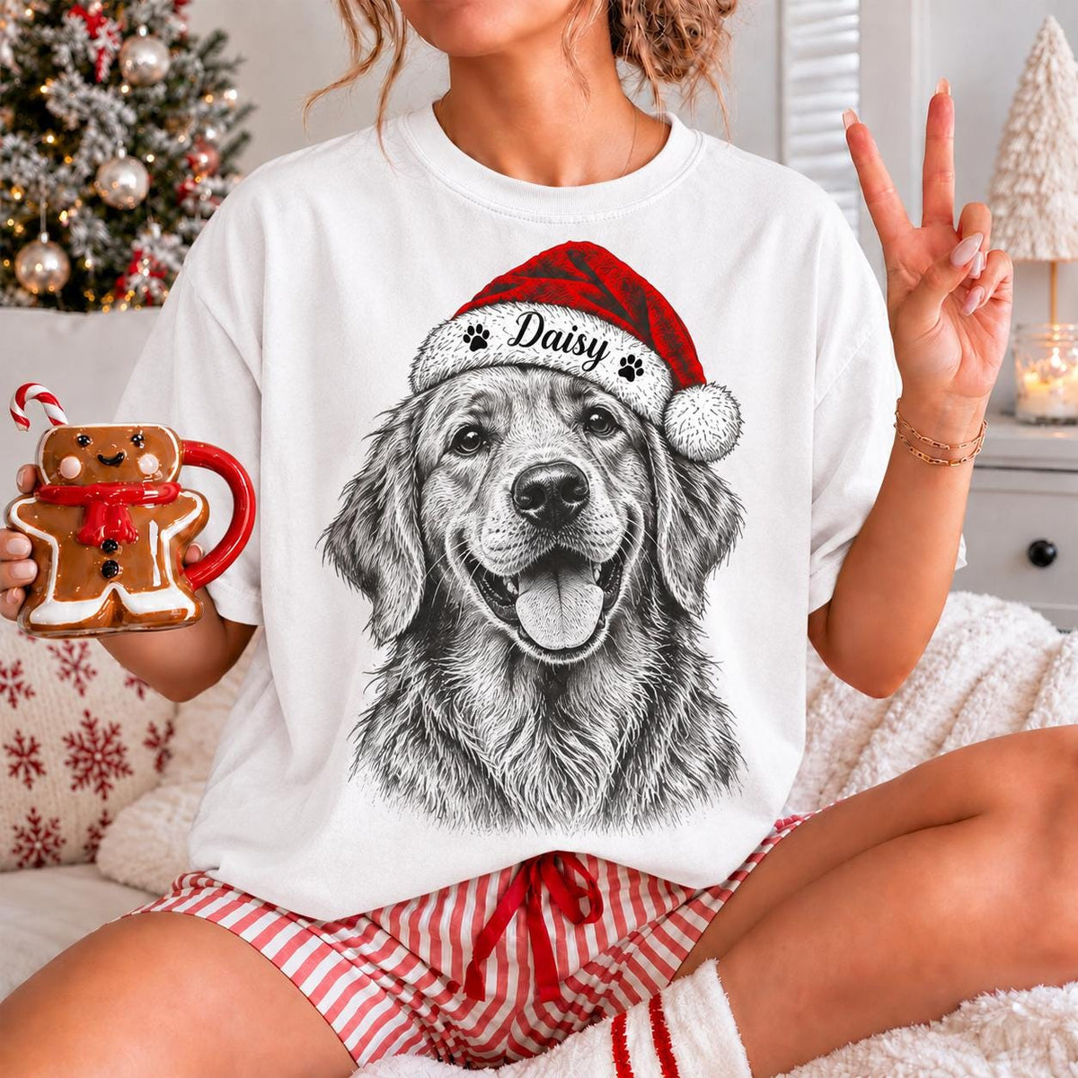 Custom Pet Photo Christmas Comfort Colors Shirt, Personalized Dog Face Portrait Tee, Dog Mom Christmas Gift, Funny Pet Lover Holiday Shirt
