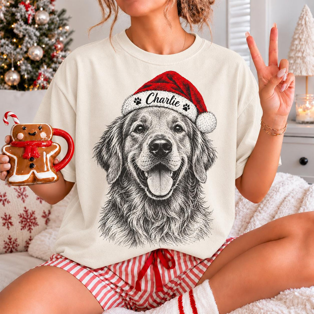 Custom Pet Photo Christmas Comfort Colors Shirt, Personalized Dog Face Portrait Tee, Dog Mom Christmas Gift, Funny Pet Lover Holiday Shirt