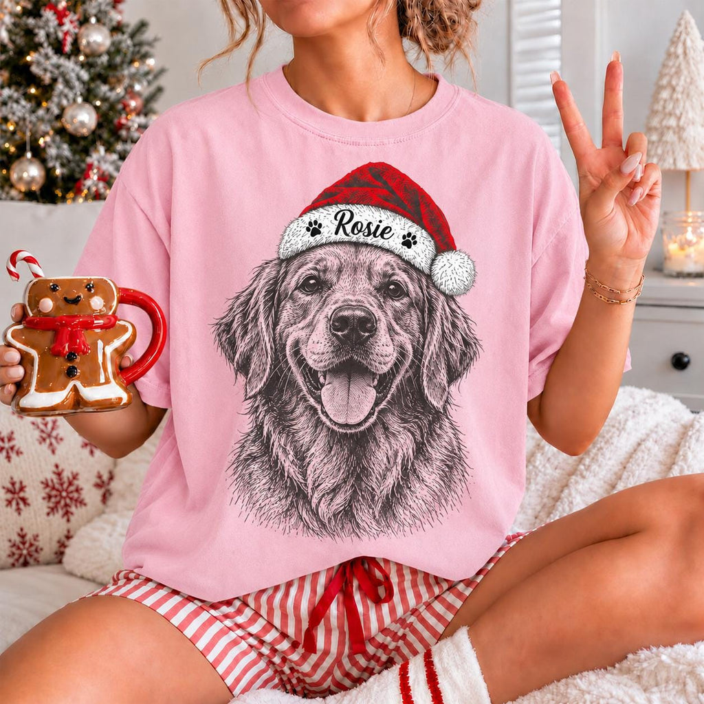 Custom Pet Photo Christmas Comfort Colors Shirt, Personalized Dog Face Portrait Tee, Dog Mom Christmas Gift, Funny Pet Lover Holiday Shirt