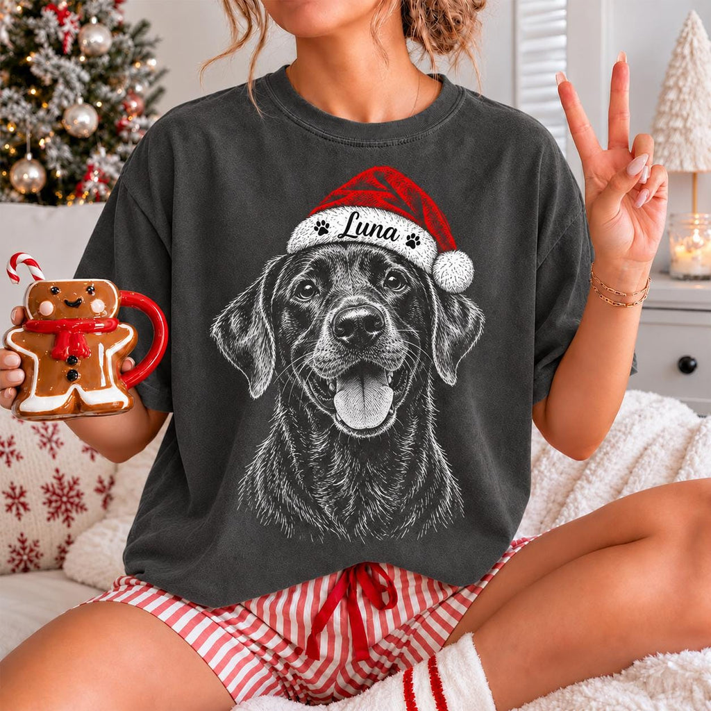 Custom Pet Photo Christmas Comfort Colors Shirt, Personalized Dog Face Portrait Tee, Dog Mom Christmas Gift, Funny Pet Lover Holiday Shirt