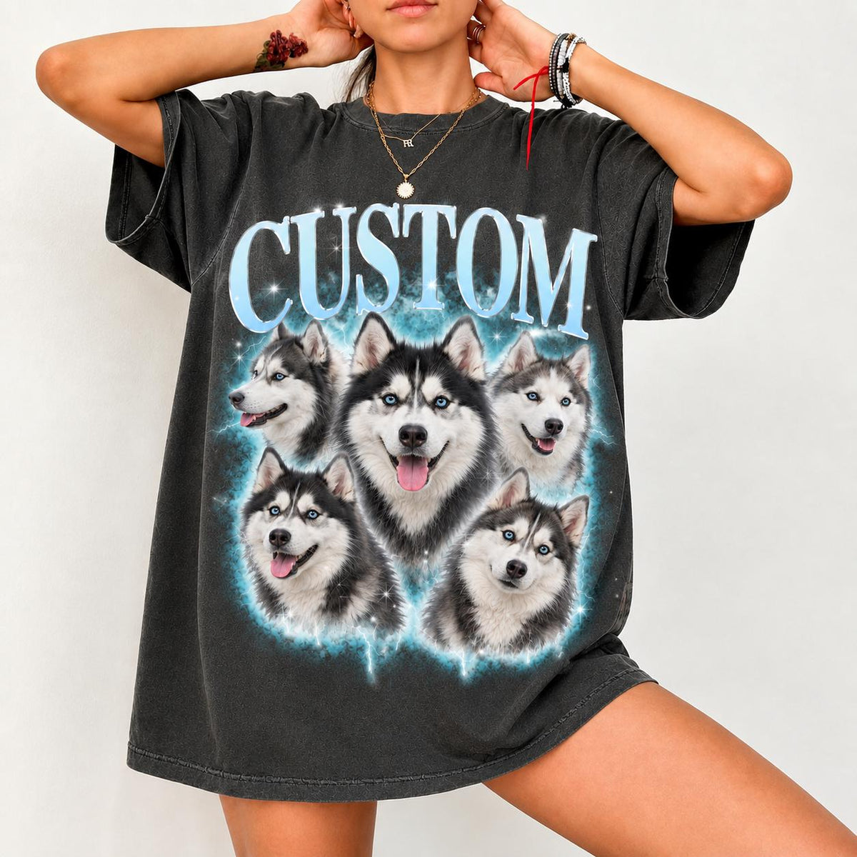 Custom Vintage Bootleg Pet Shirt, Personalized Pet Photo & Name Comfort Colors Tee, Dog Cat Portrait T-Shirt, Custom Pet Gift