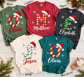 Personalized Family Christmas Letter Shirt, Custom Name Holiday Tee, Matching Family Xmas T-Shirt, Festive Personalized Gift